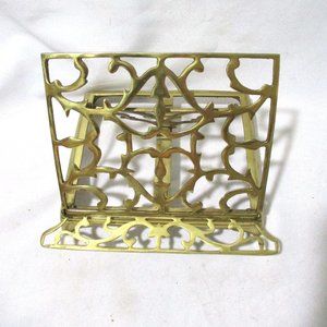 VINTAGE SOLID BRASS MUSIC BIBLE COOK BOOK EASEL STAND HOLDER